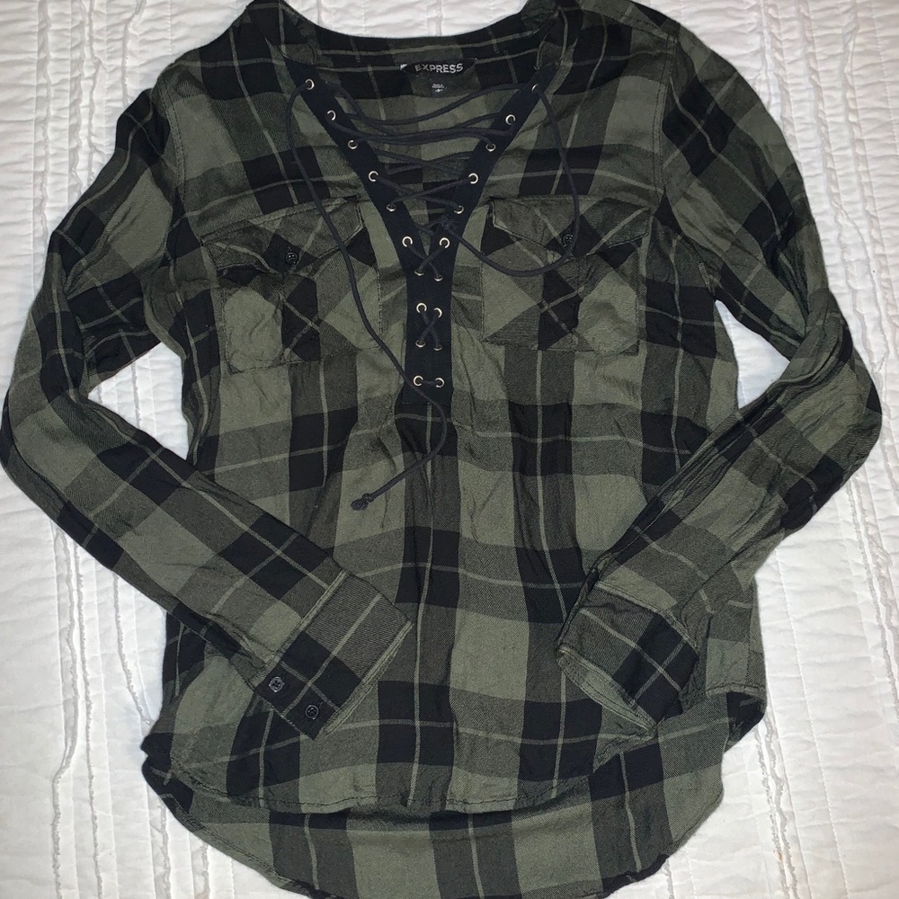 S plaid express top